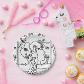  zwart-wit 60s Illustratie Papieren Bordje (Feest)