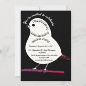 Zwart-wit 60ste verjaardag Schattigee vogel Dinner Kaart (Voorkant)