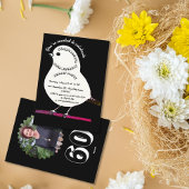 Zwart-wit 60ste verjaardag Schattigee vogel Dinner Kaart