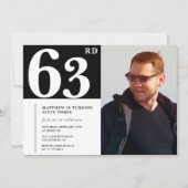 Zwart-wit 63e verjaardag Uitnodigingen Foto (Voorkant)