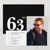 Zwart-wit 63e verjaardag Uitnodigingen Foto (Voorkant / Achterkant)