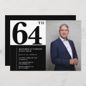 Zwart-wit 64e verjaardag foto kaart (Voorkant / Achterkant)