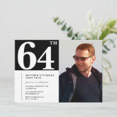 Zwart-wit 64e verjaardag Uitnodigingen Foto (Staand voorkant)