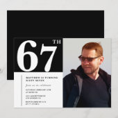Zwart-wit 67ste verjaardag Uitnodigingen Foto (Voorkant / Achterkant)