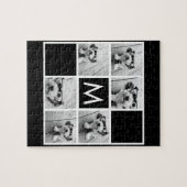 Zwart-wit 6 Foto Collage Aangepast monogram Legpuzzel (Horizontaal)