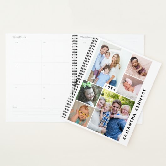 Zwart-wit 6 Fotocollage 2025 Familie Planner (Display)