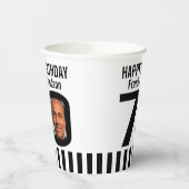 Zwart wit 70e verjaardag aangepaste foto papieren bekers (Links)