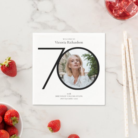Zwart Wit 70e verjaardag minimalistische aangepast Servet (Insitu)