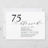 Zwart & Wit 75 jaar Gezegend Verjaardagsfeest Kaart (Voorkant)