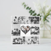 Zwart-wit 7 foto collage aankondiging (Staand voorkant)