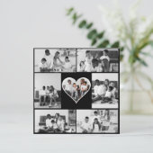 Zwart-wit 7 foto collage aankondiging (Staand voorkant)
