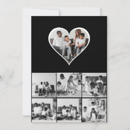 Zwart-wit 7 foto collage bedankkaart