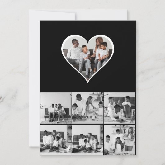 Zwart-wit 7 foto collage bedankkaart (Voorkant)