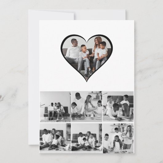 Zwart-wit 7 foto collage bedankkaart (Voorkant)