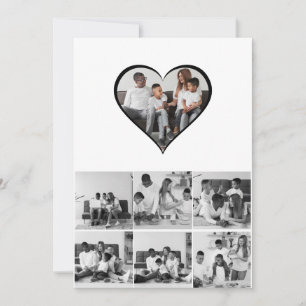 Zwart-wit 7 foto collage bedankkaart