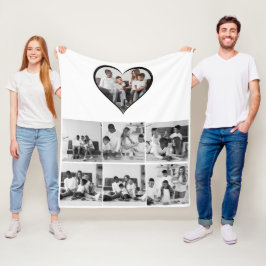 Zwart-wit 7 foto collage fleece deken