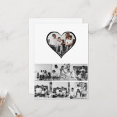 Zwart-wit 7 foto collage kaart (Voorkant / Achterkant in situ)