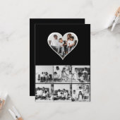 Zwart-wit 7 foto collage kaart (Voorkant / Achterkant in situ)