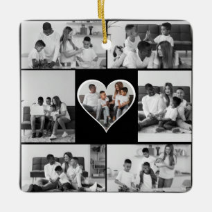 Zwart-wit 7 foto collage keramisch ornament