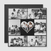 Zwart-wit 7 foto collage magnetische uitnodiging (Voorkant / Achterkant)