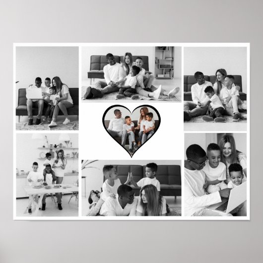 Zwart-wit 7 foto collage poster (Voorkant)