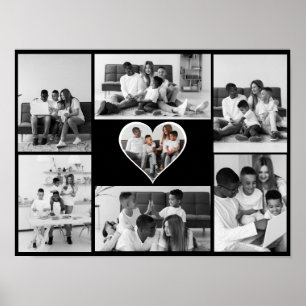 Zwart-wit 7 foto collage poster