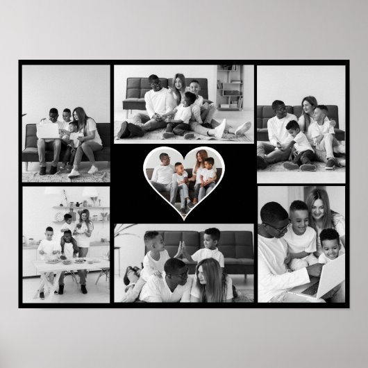 Zwart-wit 7 foto collage poster (Voorkant)