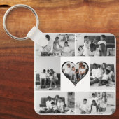 Zwart-wit 7 foto collage sleutelhanger (Voorkant)