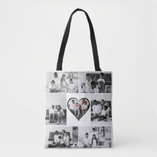 Zwart-wit 7 foto collage tote bag