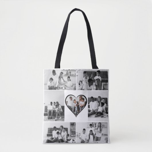 Zwart-wit 7 foto collage tote bag (Voorkant)
