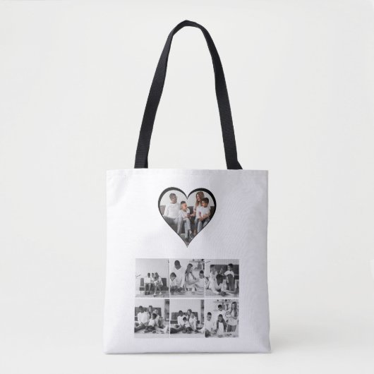 Zwart-wit 7 foto collage tote bag (Voorkant)