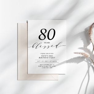 Zwart & Wit   80 jaar geliefd 80ste verjaardagsfee Kaart