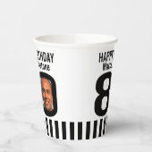 Zwart wit 80e verjaardag aangepaste foto papieren bekers (Links)