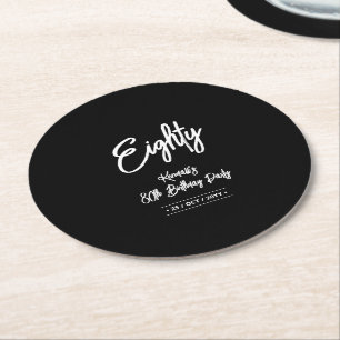 Zwart-wit   80e verjaardag van de Chic Aishentacht Ronde Kartonnen Onderzetter