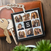 Zwart-wit 8 Aangepast fotocollage monogram Sleutelhanger