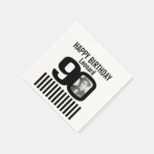 Zwart-wit 90e verjaardag streep foto servetten (Hoek)