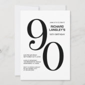 Zwart-wit 90ste verjaardagsfeest kaart (Voorkant)