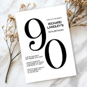 Zwart-wit 90ste verjaardagsfeest kaart