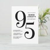Zwart-wit 95ste verjaardagsfeest kaart (Staand voorkant)