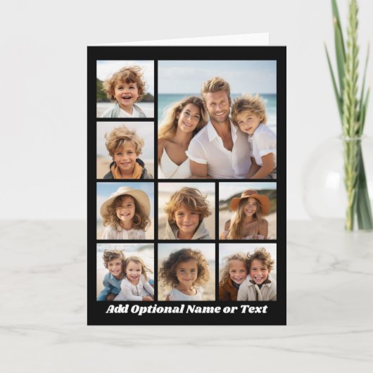 Zwart-wit 9 Aangepast monogram fotocollage Notitiekaartje (Voorkant)