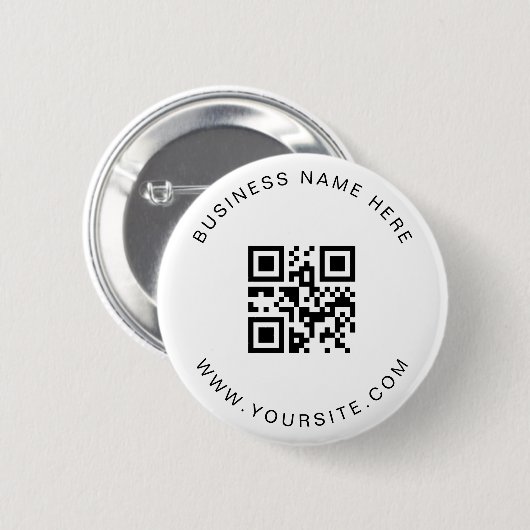 Zwart-wit aangepast bedrijf QR Code Scan Ronde Button 5,7 Cm (Voorkant /achterkant)