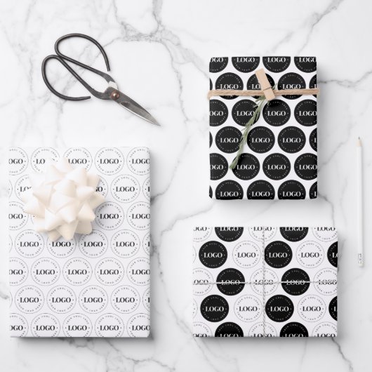 Zwart wit, aangepast bedrijfspatroon, herhalend inpakpapier vel (Voorkant)