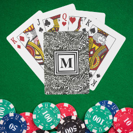 Zwart-wit, aangepast botanisch monogram pokerkaarten