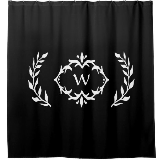 Zwart-wit, aangepast Initiaal, geschat Douchegordijn (Voorkant)