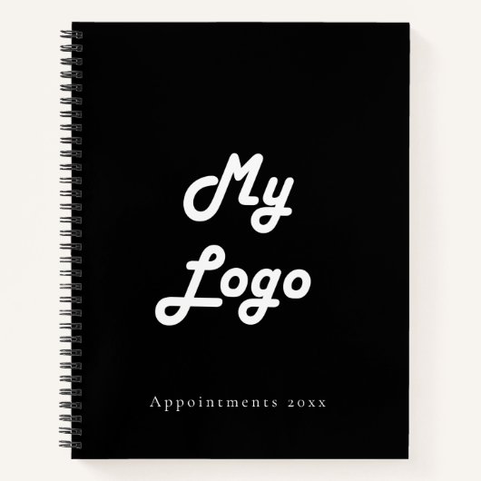 Zwart-wit aangepast logo zakelijke QR-code  Notitieboek (Voorkant)