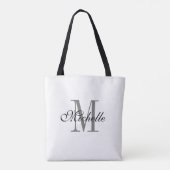 Zwart-wit aangepast monogram omkeerbaar tote bag (Achterkant)