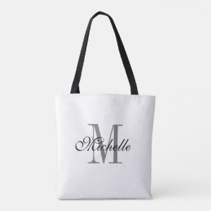 Zwart-wit aangepast monogram omkeerbaar tote bag