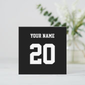 Zwart-wit Aangepast nummer en naam Aankondiging (Staand voorkant)