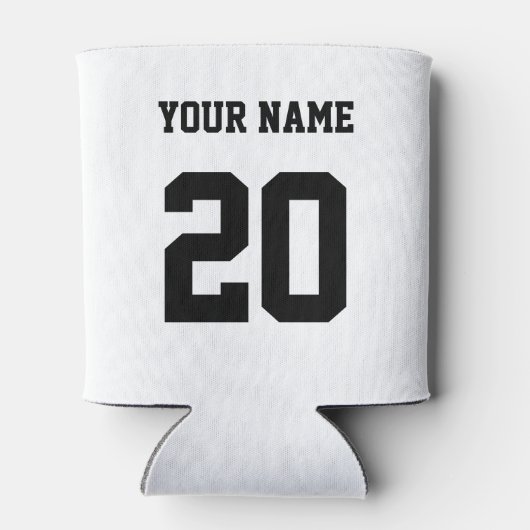 Zwart-wit Aangepast nummer en naam Blikjeskoeler (Achterkant)