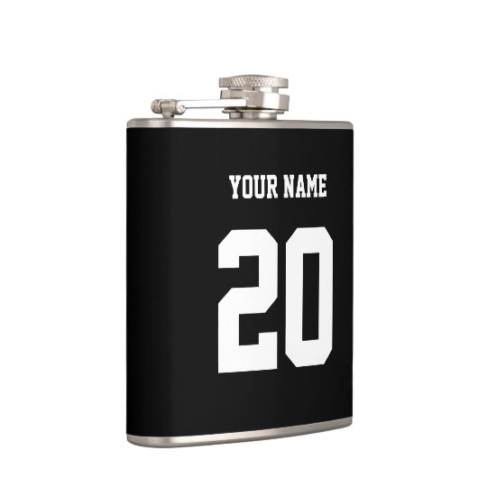 Zwart-wit Aangepast nummer en naam Heupfles (Rechts)